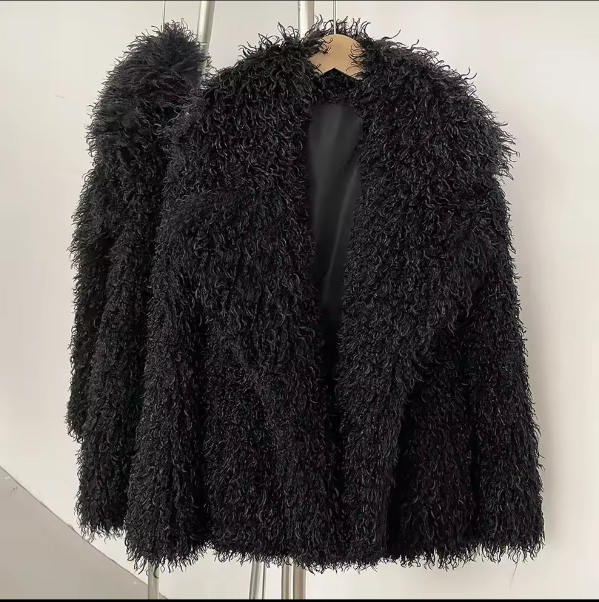 URLA FAUX MONGOLIAN COAT