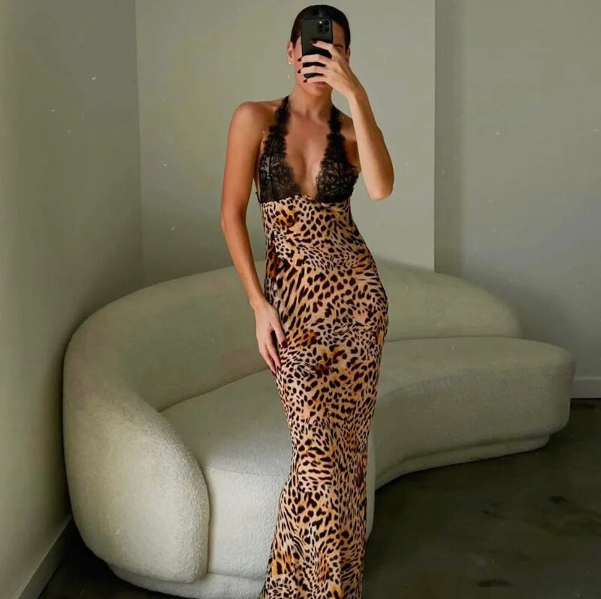 LEOPARD PRINT MAXI DRESS