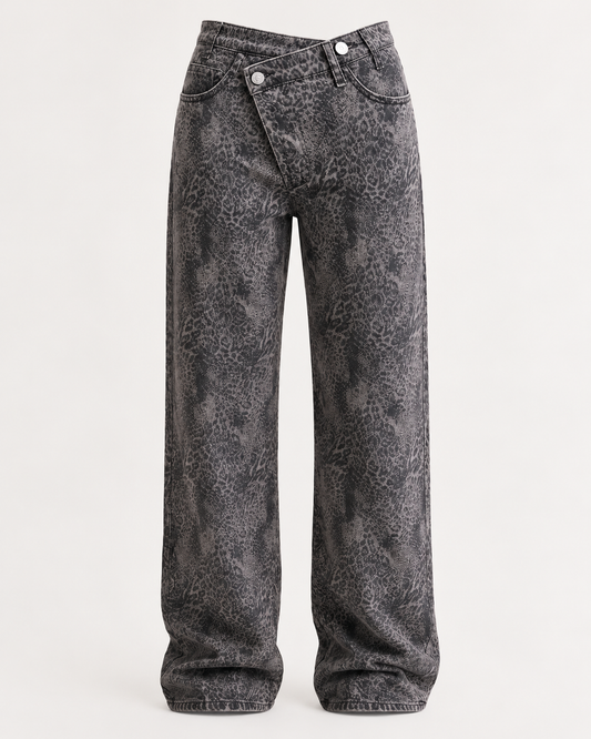 ANIMAL PRINT DAD JEANS